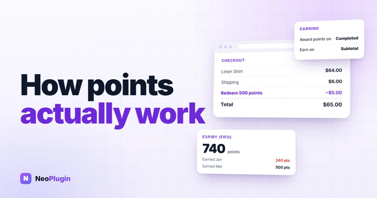 WooCommerce points and rewards: how earning and redeeming actually work — NeoPlugin
