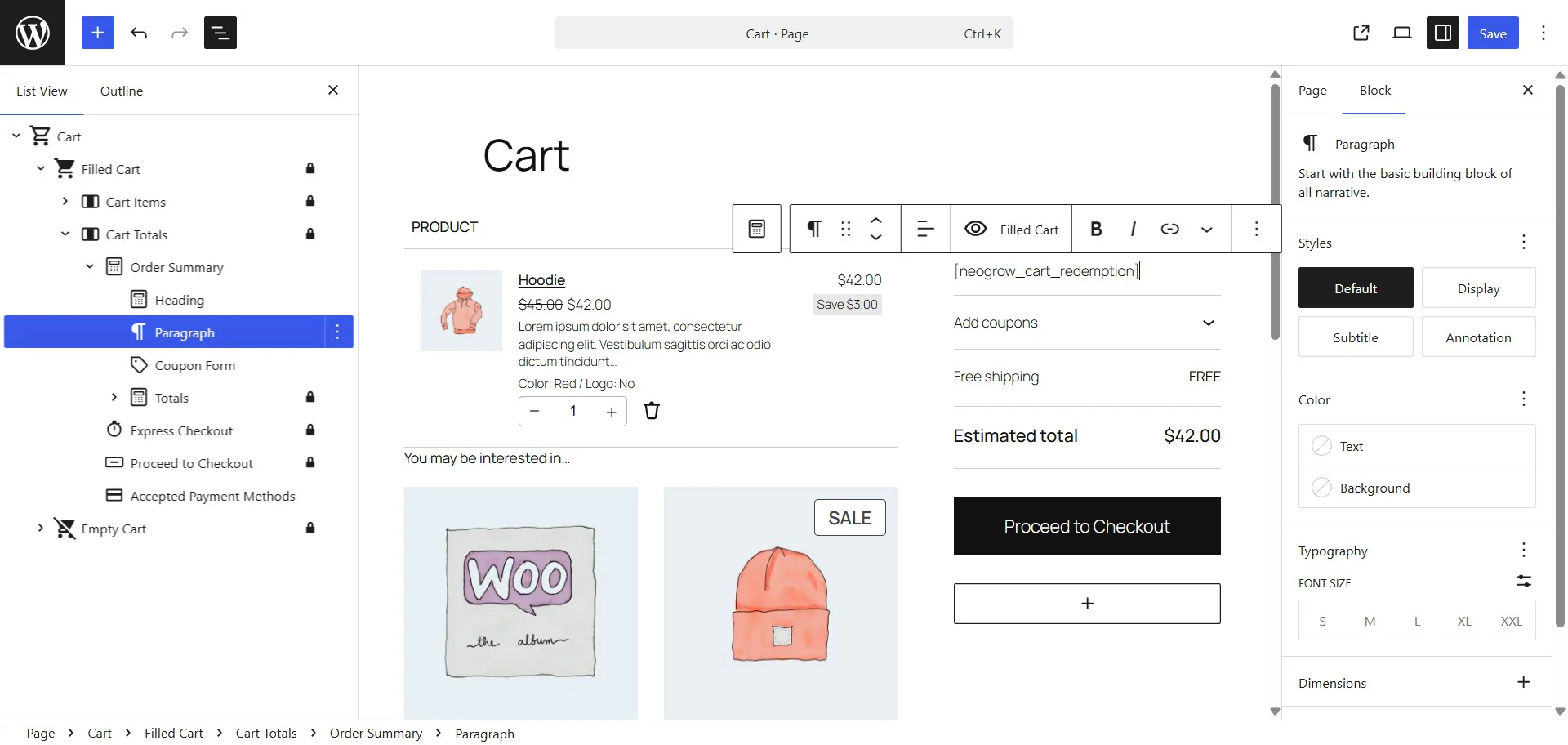 Adding Shortcode Block