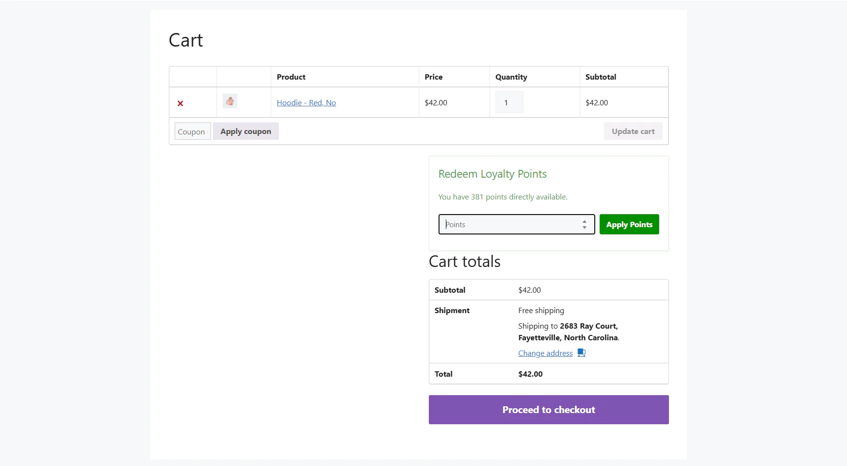 Checkout Redemption Form
